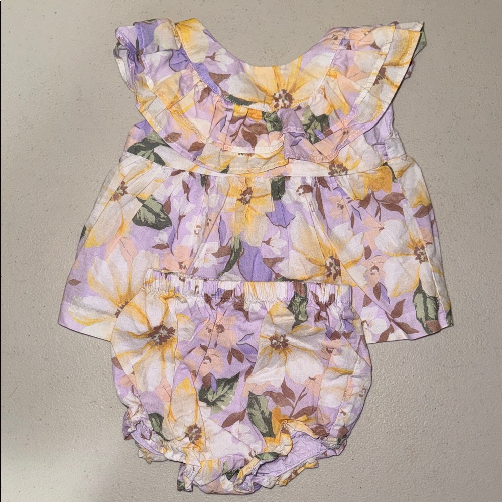 Janie and Jack Floral Diaper Cover - Purple and Yellow